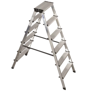 Aluminium double-sided step ladder 2 x 6 steps