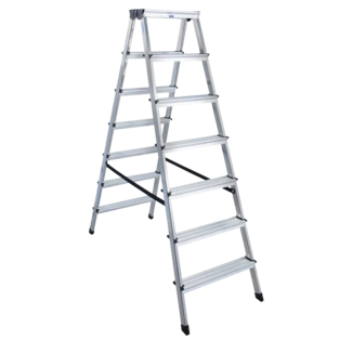 Aluminium double-sided step ladder 2 x 7 steps