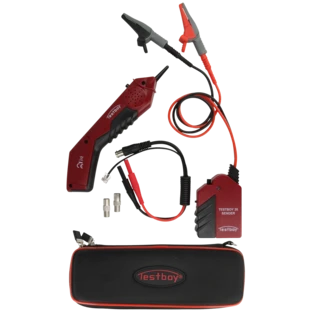 Testboy 26 leidingzoeker-set akoestische weergave, met etui / 2x 9V