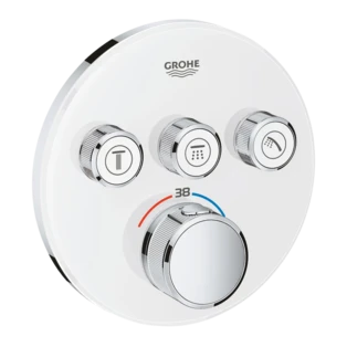 Grohtherm SmartControl Douchethermostaat met 3 afsluiters moon white rond