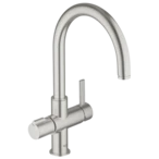 Red Duo single-lever sink mixer supersteel Swiss type