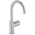 Red Mono pillar valve with C-spout supersteel Swiss type