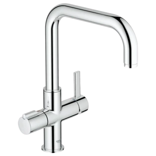 Red Duo single-lever sink mixer with U-spout chrome Swiss type