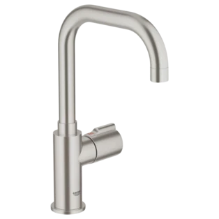 Red Mono faucet with U-spout supersteel Swiss type