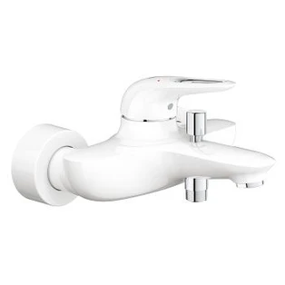 Eurostyle single-lever bath mixer moon white with loop lever