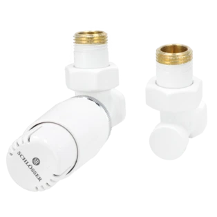 Kit de raccordement radiateur &eacute;querre 1/2" FF/ FM blanc