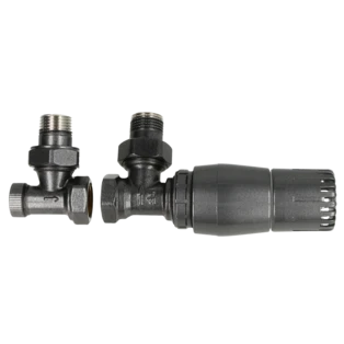 Set de raccordement radiateur &eacute;querre 1/2" FF/FM anthracite