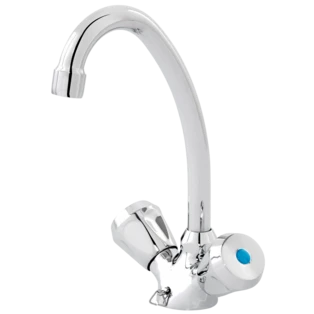 M&eacute;langeur lavabo avec 2 poign&eacute;es en plastique, laiton chrom&eacute;