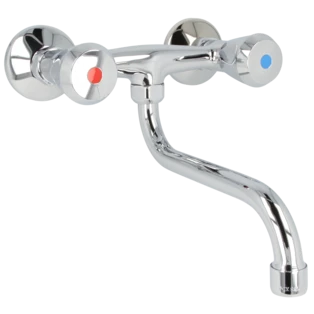 Two-handle sink wall mixer S-200 with plastic tap handles