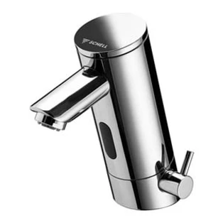 Electronic washbasin tap with plug-in power supply unit