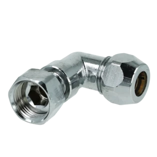 Raccord &agrave; sertir coud&eacute; avec &eacute;crou &agrave; chapeau 3/8" x 10 mm chrom&eacute;