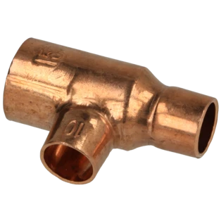 Raccord &agrave; braser cuivre t&eacute; r&eacute;duit 15 x 10 x 10 mm F/F/F