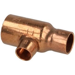 Raccord &agrave; braser cuivre t&eacute; r&eacute;duit 22 x 12 x 15 mm F/F/F