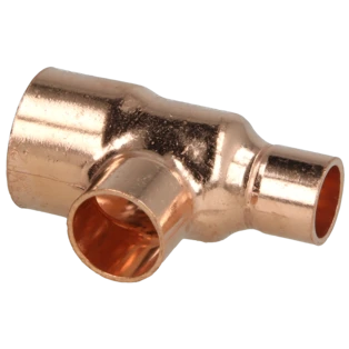 Raccord &agrave; braser cuivre t&eacute; r&eacute;duit 22 x 15 x 12 mm F/F/F