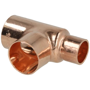 Raccord &agrave; braser cuivre t&eacute; r&eacute;duit 22 x 22 x 15 mm F/F/F