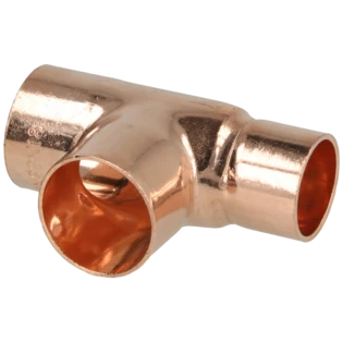 Raccord &agrave; braser cuivre t&eacute; r&eacute;duit 22 x 22 x 18 mm F/F/F