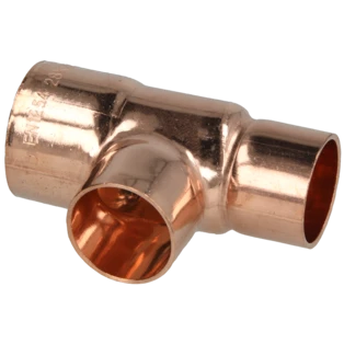 Raccord &agrave; braser cuivre t&eacute; r&eacute;duit 28 x 22 x 22 mm F/F/F