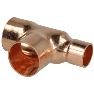 Raccord &agrave; braser cuivre t&eacute; r&eacute;duit 28 x 28 x 18 mm F/F/F