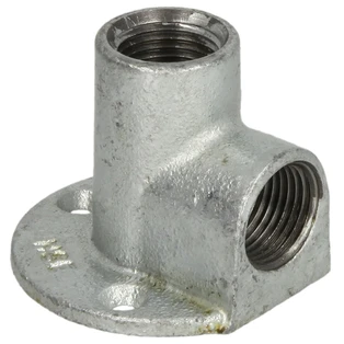 Raccord en fonte mall&eacute;able coude &agrave; plaque 3/4" FF/FF