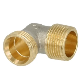 Elbow coupling brass nickel-plated on the outside 3/4" ET euro cone x 1/2" ET