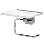 WC roll holder with glass for drilling or adhesive bonding