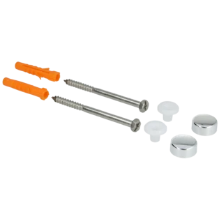 Befestigung f&uuml;r bodenstehende WC 6 x 85 mm und Abdeckkappe chrom 