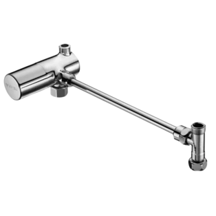 Angle valve thermostat set with rigid pipework