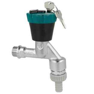 Wasser-Safe Auslaufventil 1/2" m. RV/RB mit Schlauchverschr. matt verchromt