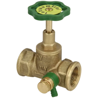 Valvola a sede diritta 1 1/4" FF con scarico con fuso montante