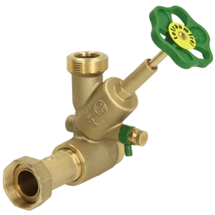 Branch T-valve free-flow with draining DN20
