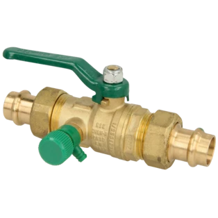 Kogelkraan met persfitting 42 mm en aftap