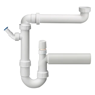 Ruimtebesparende sifon 1 1/2" DN40 met 1 apparaataansluiting en beluchter