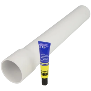 Sp&uuml;lrohrverl&auml;ngerung wei&szlig; 500 mm mit Muffe &Oslash; 44 mm 