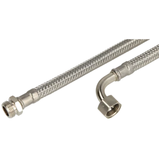 Flexible d'alimentation d'eau potable 3/8" FM| 3/8" &eacute;crou chapeau avec coude 90&deg; 