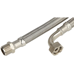 Flexible de raccordement eau potable 1/2'' FM x 1/2" &eacute;crou &agrave; chapeau coude 90&deg;