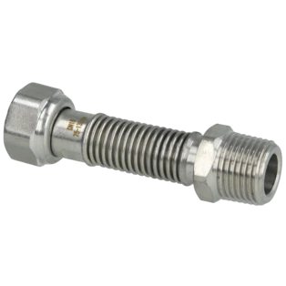 Corrugated stainless steel pipe extendable from 75 - 130 mm 