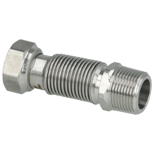 Corrugated stainless steel pipe extendable from 75 - 130 mm 