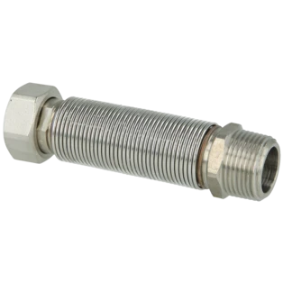 Corrugated stainless steel pipe extendable from 110 - 210 mm 