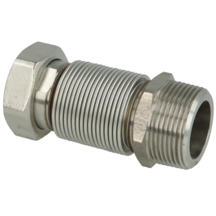 Corrugated stainless steel pipe extendable from 85 - 170 mm 