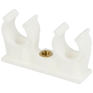 Clips pour tuyau PP double pour tuyau &Oslash; 22 mm