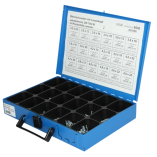 Sortimentskasten Blechschrauben selbstbohrend 18 Sorten