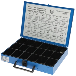 Sortimentskasten Edelstahl Muttern etc. 18 Sorten