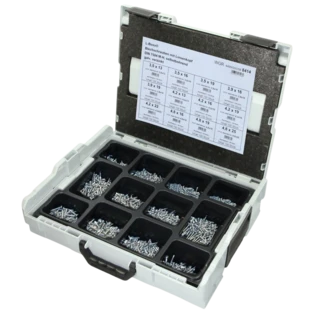 Sortimo L-BOXX&reg; uitgerust met kruiskop plaatschroeven