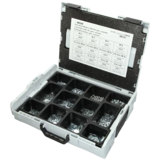 Sortimo L-BOXX&reg; best&uuml;ckt mit Sechskantmuttern und Unterlegscheiben