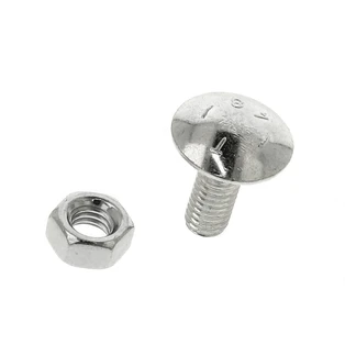 Bullone a testa tonda quadro sottotesta elettrozincato M6 x 16 mmcon dado esagonale.