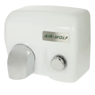 Warmluft-H&auml;ndetrockner mit Druckknopf wei&szlig;