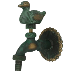 Nostalgie-Auslaufventil "Ente" 1/2" AG, messing patiniert