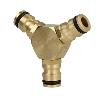 Y-branch, brass with plug couplings on all ends 1/2"
