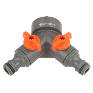 Gardena twin tap connector with 1" female thread