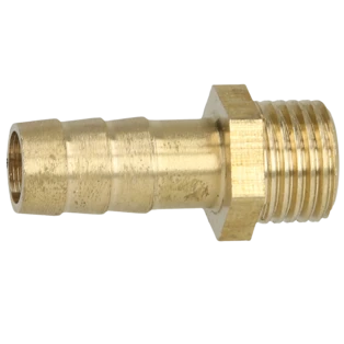 Brass nozzle with 1/4" male thread for connection of 3/8" hoses